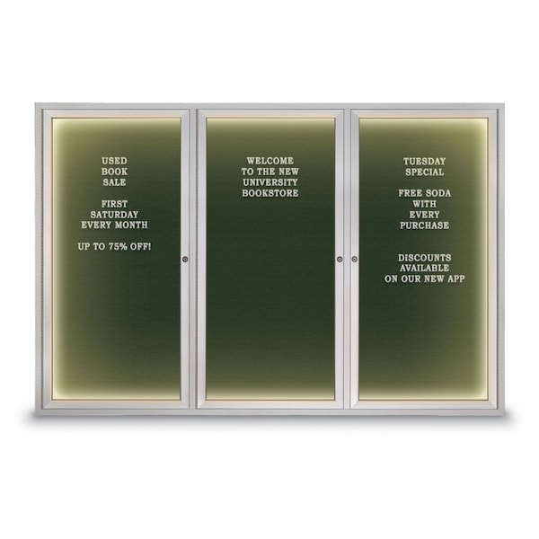 United Visual Products Indoor Enclosed Combo Board, 42"x32", Black Frame/Blue & Buff UVCB4232B-BLUE-BUFF - main